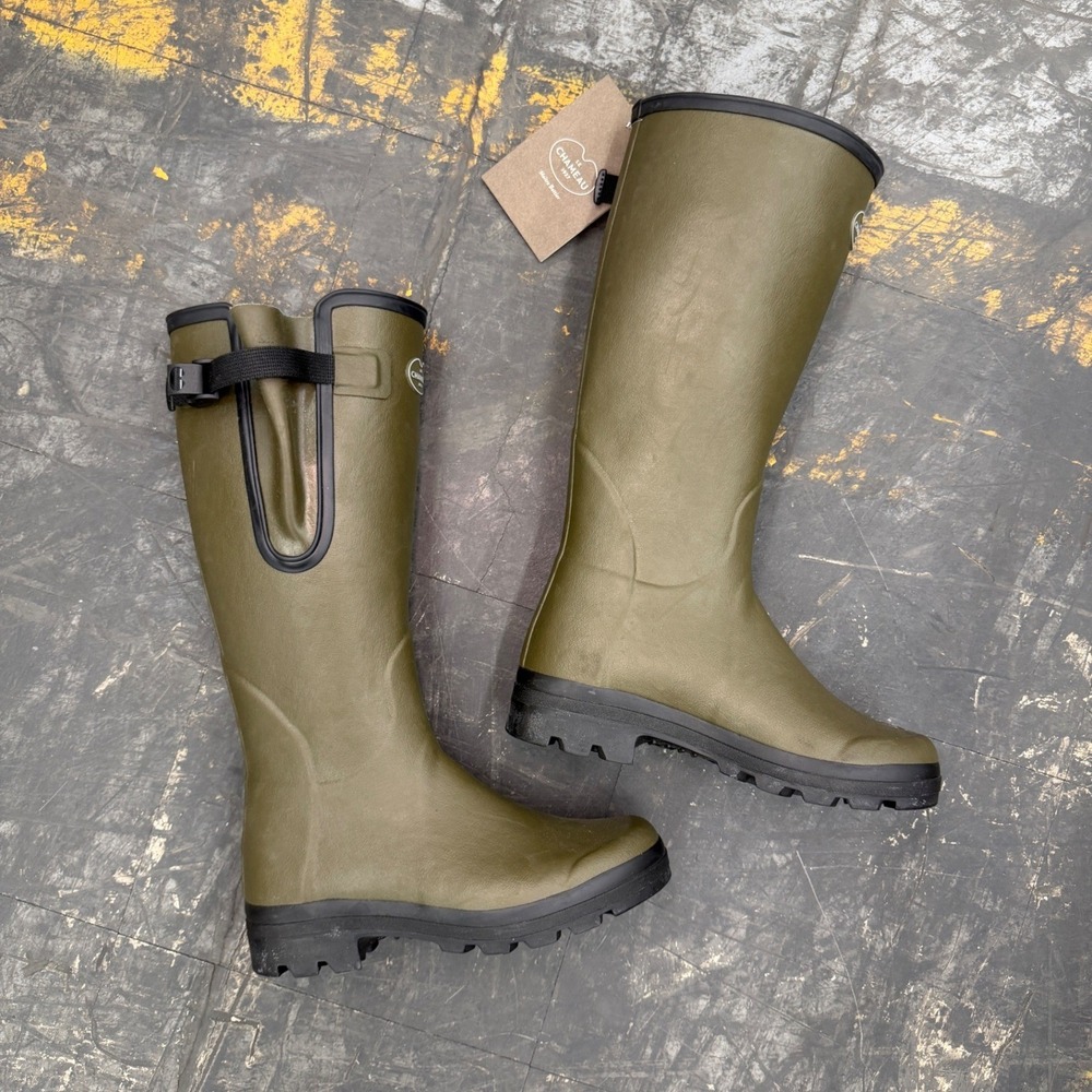 Le Chameau Modern Vierzon Classic Tartan Jersey Lined Men Green Wellington Boots